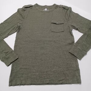 Helix Mens M Henley Sweater Heathered Charcoal Grey‎ Long Sleeve Shirt Buttons